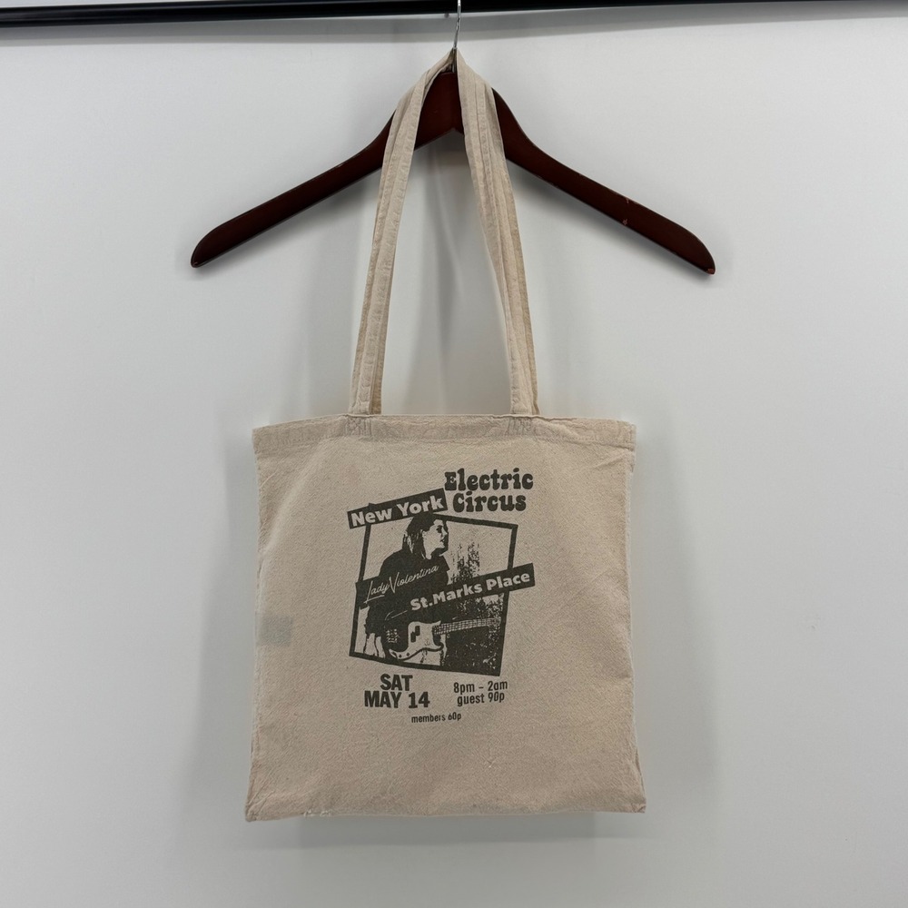 Brandy Melville Electric Circus Tote Bag Beige Cotton Graphic St Marks‎ Place